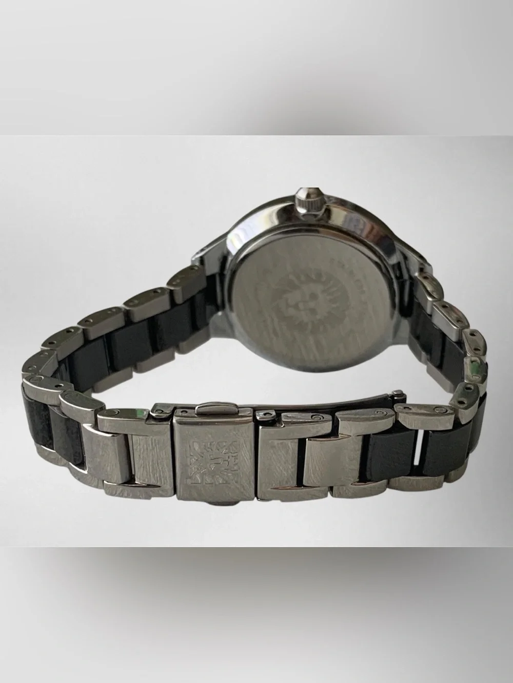 Anne Klein Black and Silver Crystal-Trim Women's Bracelet Watch